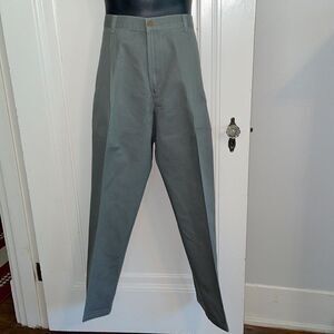 Botany 500 gray/green cotton chino pleat front cuffed pants